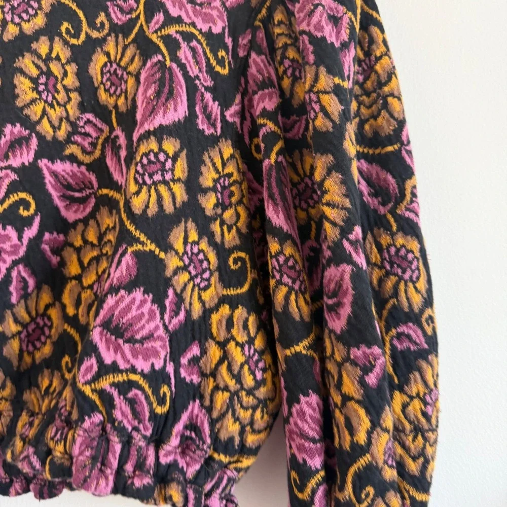 Free People No Ordinary Top Tapestry Print Long Sleeve Size XS